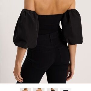 Express Black Off-Shoulder Puff Sleeve Blouse